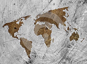 Wooden world map