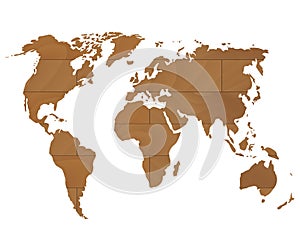 Wooden world map vector