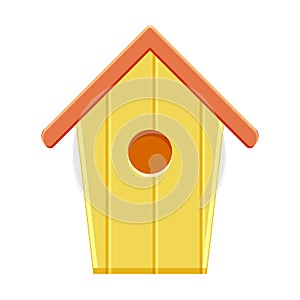 wooden yello bird house vector illustration isolated