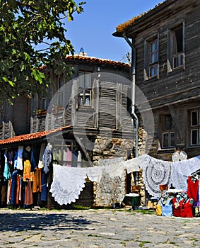 Woodens Houses and Outdoor Market, Bulgaria photo