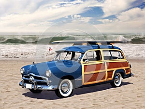 Woodie on the beach