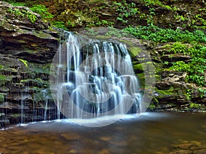 Woodland waterfall in Ricketts Glen State Park in Pennsylvania