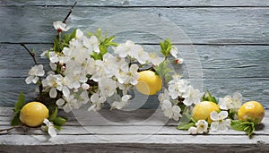 Woodland Whispers. Fruity Flora Set Against a Wooden Backdrop.