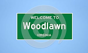 Woodlawn, Virginia city limit sign. Town sign from the USA.