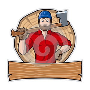 Woodman with axe illustration for your emblem