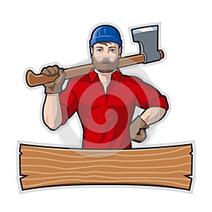 Woodman with axe illustration for your emblem