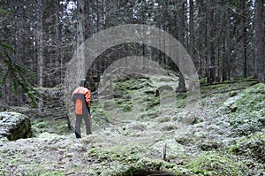 Woodman deep in the forest