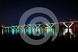 The Woodrow Wilson Bridge at night, in Alexandria, Virginia. photo