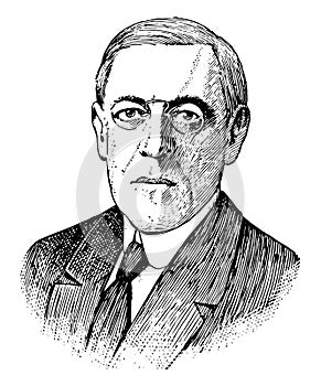 Woodrow Wilson, vintage illustration