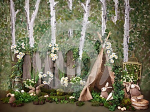 In the woods chic custom made sett up