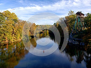 Woods and River View in Autumn. Williamsburg, VA photo