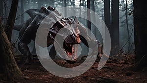 in the woods _The vicious dinosaur was a horror. It had been possessed by an evil spirit,