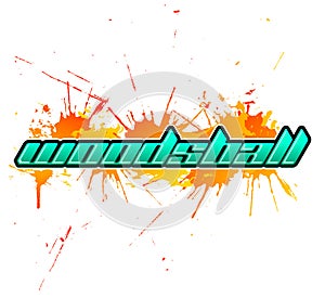 Woodsball - is a format of paintball gaming, icon, colorful banner