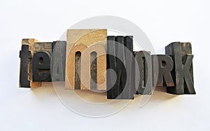 Woodtype letters teamwork