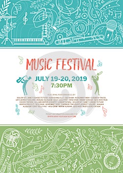 Woodwind orchestra live show poster vector template