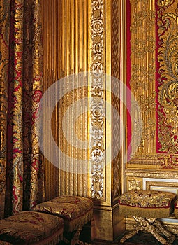 Woodwork and silks at Versailles Palace France