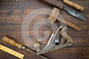 Woodwork tools on table