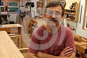 Woodworker in His Shop photo