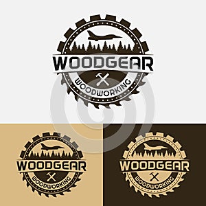 Woodworking Badge Logo Design Template photo