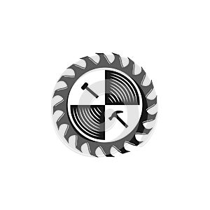 Woodworking gear logo design template vector element