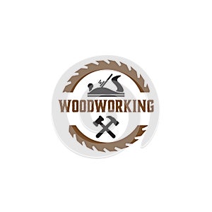 Woodworking gear logo design template vector element isolated