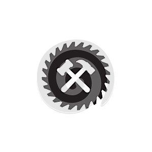 Woodworking gear logo design template vector element isolated