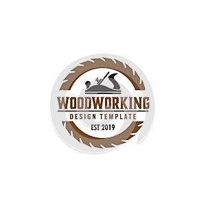 Woodworking gear logo design template vector element isolated