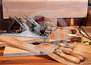 Woodworking Hand Tools; plane, chisels, carving knives, marking knife, draw knife