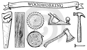 Woodworking objects set photo