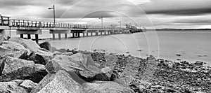 Woody Point Jetty. Black and White.