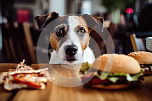 Woof & Chow: A Dog\'s Culinary Adventure with a Hamburger AI Generated Illustration