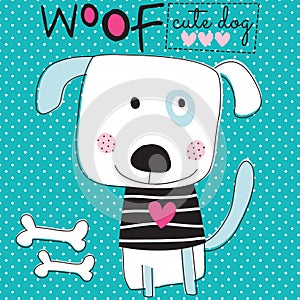 Woof cute dog vector illustration