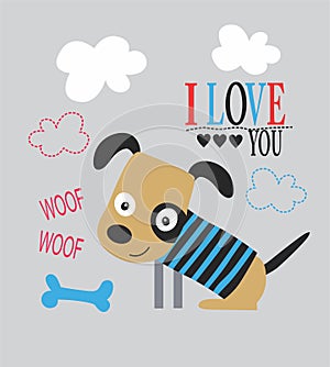 woof dog t shirt print vector art