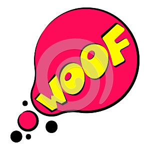 Woof sound effect icon, cartoon style