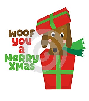 Woof you a Merry Christmas - Calligraphy phrase for Christmas.