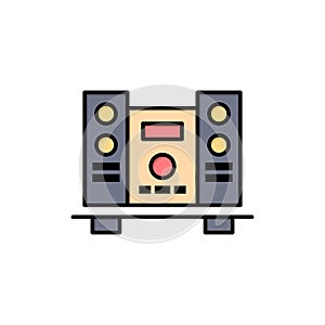 Woofer, Loud, Speaker, Music  Flat Color Icon. Vector icon banner Template