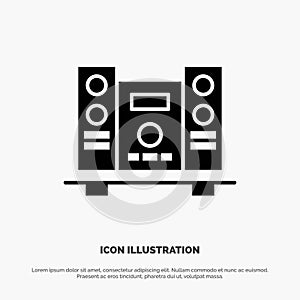 Woofer, Loud, Speaker, Music Solid Black Glyph Icon