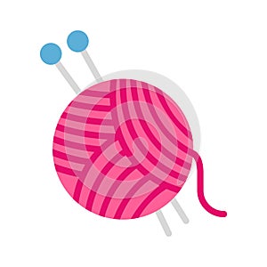 Wool ball, knitting, needles, yarn ball  fully editable vector icon