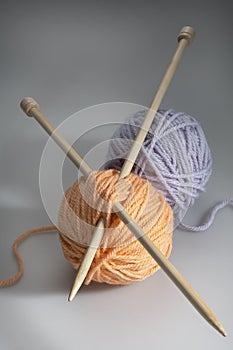 Wool balls with needles