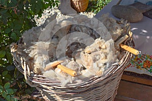 The wool in the basket