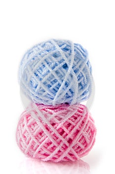 Wool in blue and pink