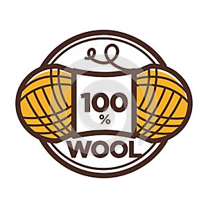 Wool clew vector label 100 percent natural