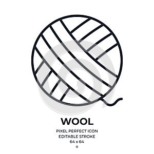 Wool editable stroke outline icon isolated on white background flat vector illustration. Pixel perfect. 64 x 64