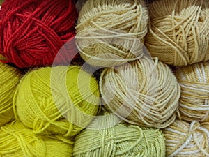 Wool knitting. colored threads for knitting