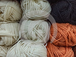 Wool knitting. colored threads for knitting