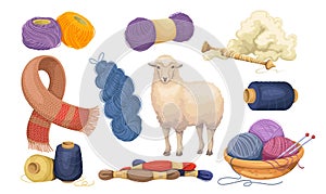 Wool knitting concept set
