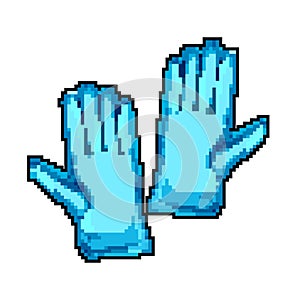 wool mittens gloves winter game pixel art vector illustration