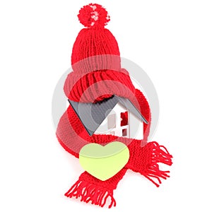 Wool Scarf Hat with Heart on Miniature Home