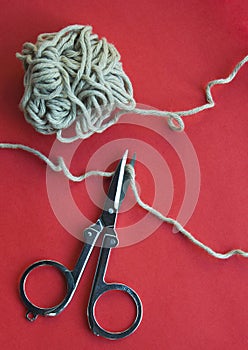 Wool and scissors