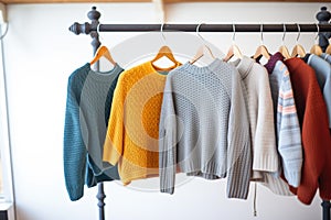 wool sweaters and knits displayed at a shop
